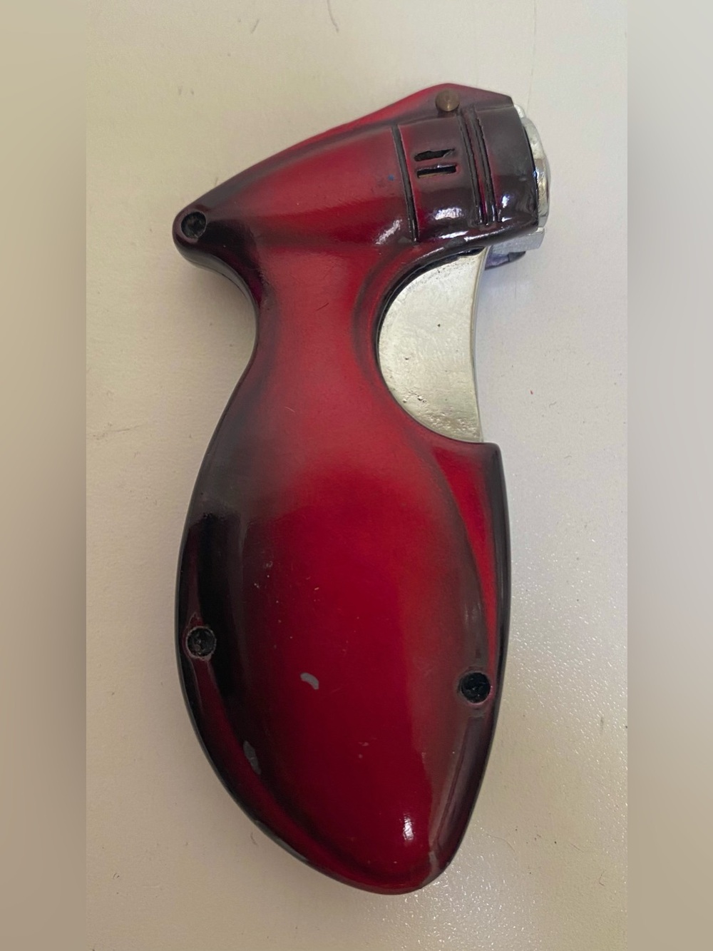 Vtg Alien Metal Red Lighter Space Age Sparks Lights VEUC Cigar Accessories